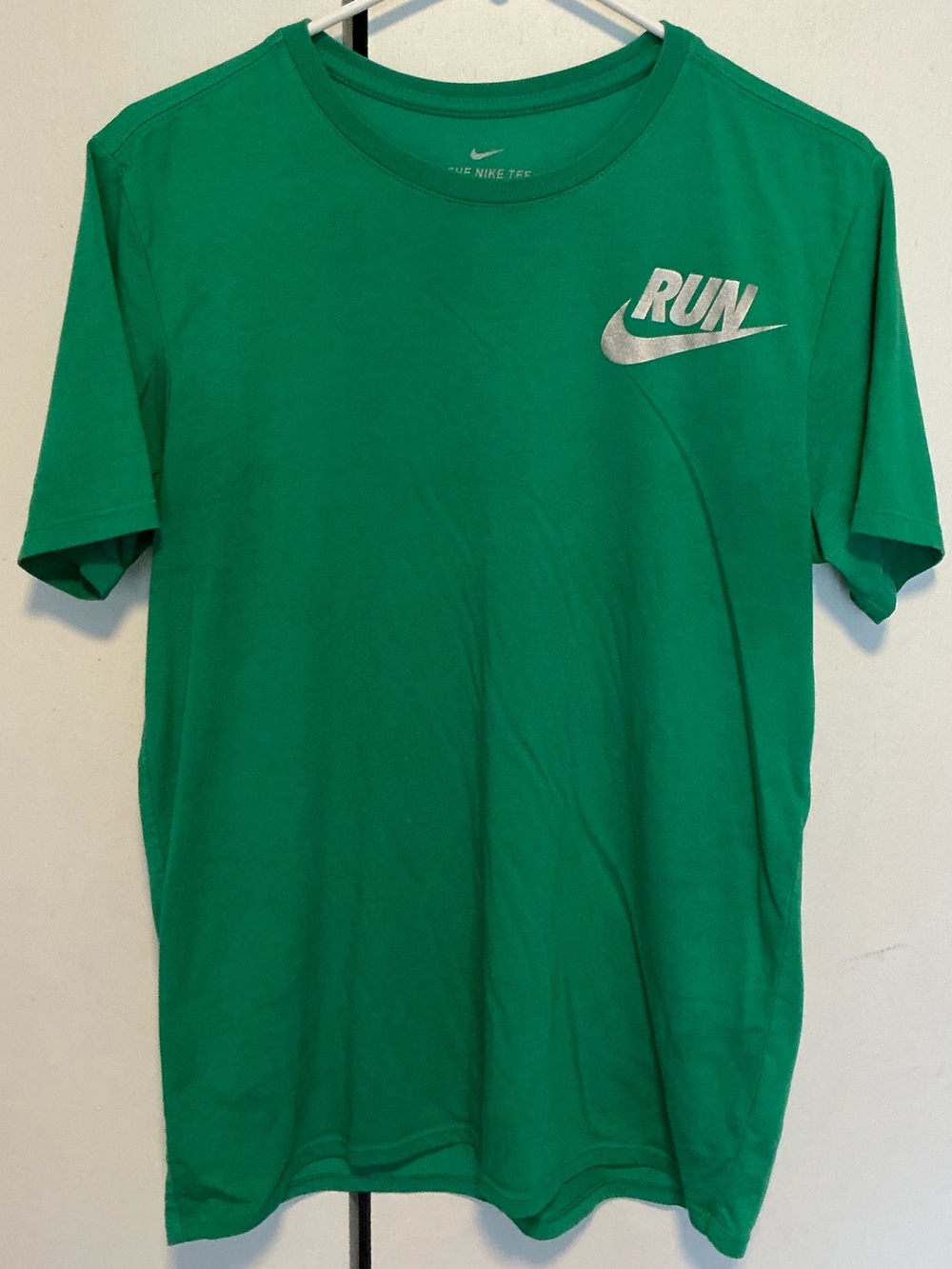 Nike Green Short Sleeve RUN Tee with Silver Logo
